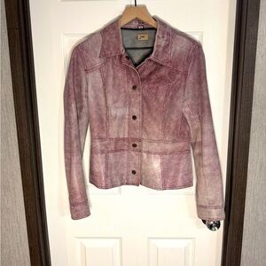 June Genuine Leather Pink Jacket Sweet